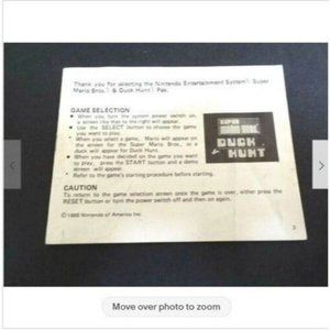 Vintage Nintendo MANUAL Super Mario Brothers Duck Hunt 1985 Pamphlet NO GAME